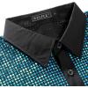 imageWULFUL Mens Disco Shirt Sequins Short Sleeve Button Down Shirts 70s Party Costume Dress ShirtsLake Blue