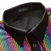 imageWULFUL Mens Disco Shirt Sequins Short Sleeve Button Down Shirts 70s Party Costume Dress ShirtsMuliticolor
