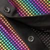 imageWULFUL Mens Disco Shirt Sequins Short Sleeve Button Down Shirts 70s Party Costume Dress ShirtsMuliticolor