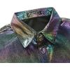 imageWULFUL Mens Disco Shirt Sequins Short Sleeve Button Down Shirts 70s Party Costume Dress ShirtsMulticolor0152