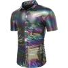 imageWULFUL Mens Disco Shirt Sequins Short Sleeve Button Down Shirts 70s Party Costume Dress ShirtsMulticolor0152