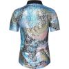 imageWULFUL Mens Disco Shirt Sequins Short Sleeve Button Down Shirts 70s Party Costume Dress ShirtsMulticolor02
