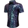 imageWULFUL Mens Disco Shirt Sequins Short Sleeve Button Down Shirts 70s Party Costume Dress ShirtsMulticolor056