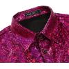 imageWULFUL Mens Disco Shirt Sequins Short Sleeve Button Down Shirts 70s Party Costume Dress ShirtsRose Red0150
