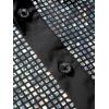 imageWULFUL Mens Disco Shirt Sequins Short Sleeve Button Down Shirts 70s Party Costume Dress ShirtsSilver