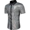 imageWULFUL Mens Disco Shirt Sequins Short Sleeve Button Down Shirts 70s Party Costume Dress ShirtsSilver