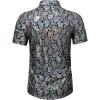imageWULFUL Mens Disco Shirt Sequins Short Sleeve Button Down Shirts 70s Party Costume Dress ShirtsSilver056