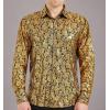 imageWULFUL Mens Luxury Disco Party Prom Paisley Gold Shiny Long Sleeve Dress Shirts Button Down ShirtsGold