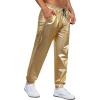imageWULFUL Mens Metallic 70s Disco Costume Sequin Party Jogger PantsMetallicgold