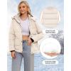 imageWULFUL Womens Winter Coats Lightweight Warm Thicken Puffer Jacket Waterproof Quilted Winter Jackets with Removable HoodKhaki