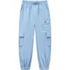 imageWULFUL Girls Casual Cargo Jogger Pants Adjustable WaistBlue