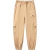 imageWULFUL Girls Casual Cargo Jogger Pants Adjustable WaistKhaki