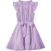 imageWULFUL Girls Summer Dress Sleeveless Ruffle Trim Aline Swing Dress Casual Party 514 YearsPurple