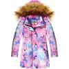 imageWULFUL Girls Winter Coats Outerwear Down Puffer Jacket Waterproof with Warm Fur HoodPattern1