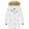 imageWULFUL Girls Winter Coats Outerwear Down Puffer Jacket Waterproof with Warm Fur HoodWhite0009