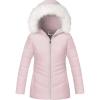 imageWULFUL Girls Winter Parka Coat Long Hooded Waterproof Warm Fleece Puffer JacketLight Pink