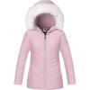 imageWULFUL Girls Winter Parka Coat Long Hooded Waterproof Warm Fleece Puffer JacketPink
