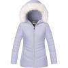 imageWULFUL Girls Winter Parka Coat Long Hooded Waterproof Warm Fleece Puffer JacketPurple