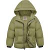 imageWULFUL Kids Boys Winter Coat Hooded Puffer Windbreaker Warm Cotton Jacket Parka Down Outdoor CoatsArmy Green