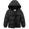 imageWULFUL Kids Boys Winter Coat Hooded Puffer Windbreaker Warm Cotton Jacket Parka Down Outdoor CoatsBlack