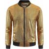 imageWULFUL Mens 70s Disco Costume Party Sequin Metallic Varsity Bomber JacketGold02