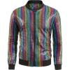 imageWULFUL Mens 70s Disco Costume Party Sequin Metallic Varsity Bomber JacketMulticolored