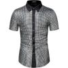 imageWULFUL Mens Disco Shirt Sequins Short Sleeve Button Down Shirts 70s Party Costume Dress ShirtsSilver