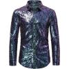 imageWULFUL Mens Luxury Disco Party Prom Paisley Gold Shiny Long Sleeve Dress Shirts Button Down ShirtsMulticolor