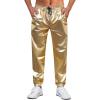 imageWULFUL Mens Metallic 70s Disco Costume Sequin Party Jogger PantsMetallicgold