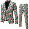 imageWULFUL Mens Slim Fit Suit One Button 3Piece Blazer Dress Business Wedding Party Jacket Vest ampamp Pant