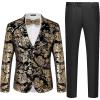 imageWULFUL Mens Suit 3 Piece Slim Fit One Button Solid Blazer Jacket Vest Pants Set