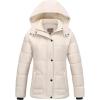 imageWULFUL Womens Winter Coats Lightweight Warm Thicken Puffer Jacket Waterproof Quilted Winter Jackets with Removable HoodKhaki