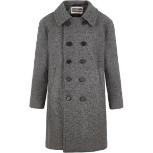 imageWULFUL Boys Double Breasted Wool Trench Coat Winter Pea CoatGrey