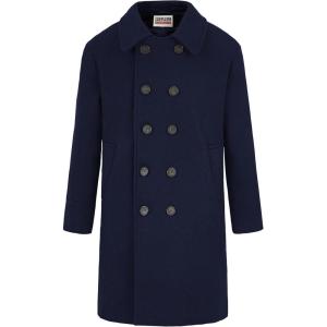 imageWULFUL Boys Double Breasted Wool Trench Coat Winter Pea CoatNavy