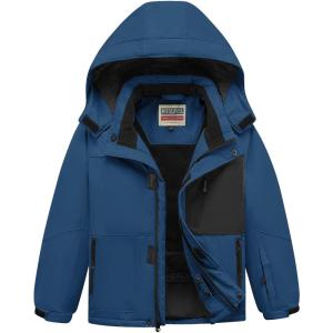 imageWULFUL Boys Waterproof Ski Jacket Kids Winter Snow Coat OutdoorAqua