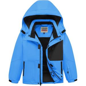 imageWULFUL Boys Waterproof Ski Jacket Kids Winter Snow Coat OutdoorBlue