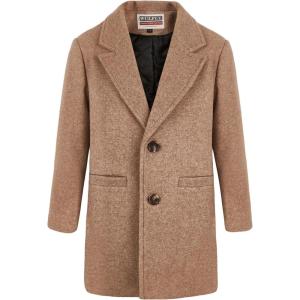 imageWULFUL Boys Wool Coat Single Breasted Trench Coat Winter Pea CoatBrown