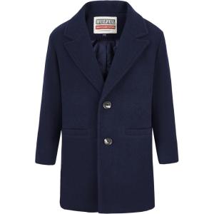 imageWULFUL Boys Wool Coat Single Breasted Trench Coat Winter Pea CoatNavy