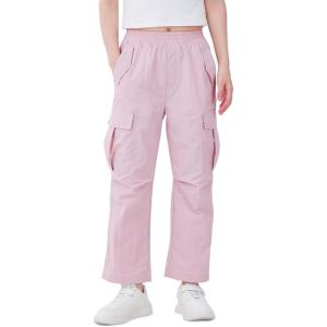 imageWULFUL Girls Cargo Pants Lightweight Wide Leg Streetwear with Pockets Kids Jogger Trouser 616 YearsPink