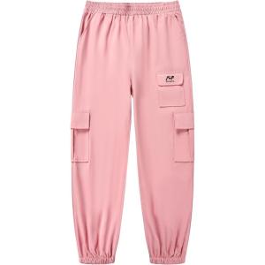 imageWULFUL Girls Casual Cargo Jogger Pants Adjustable Waist Pink