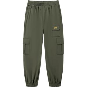 imageWULFUL Girls Casual Cargo Jogger Pants Adjustable WaistArmy Green