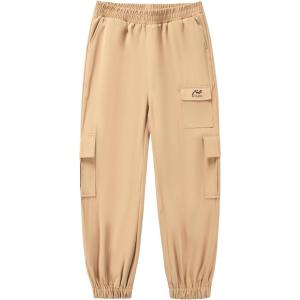 imageWULFUL Girls Casual Cargo Jogger Pants Adjustable WaistKhaki