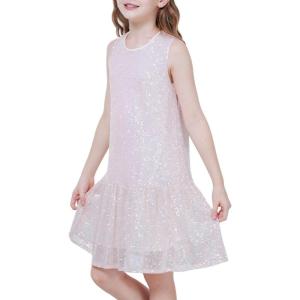 imageWULFUL Girls Sequin Party Dress Sleeveless Aline Swing Holiday Prom Birthday Dresses 512YMulticolorwhite