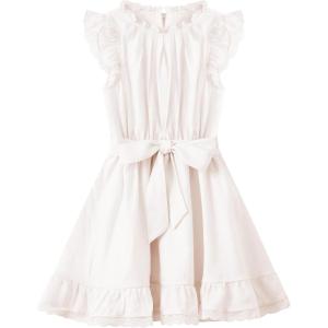 imageWULFUL Girls Summer Dress Sleeveless Ruffle Trim Aline Swing Dress Casual Party 514 YearsWhite