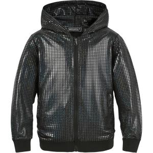 imageWULFUL Kids Boys Girls Fashion Hoodies 70s Disco Costume Party Sequin Metallic Sweatshirts with PocketBlack