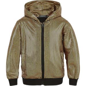imageWULFUL Kids Boys Girls Fashion Hoodies 70s Disco Costume Party Sequin Metallic Sweatshirts with PocketGold