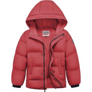 imageWULFUL Kids Winter Coat Hooded Puffer Windbreaker Warm Cotton Jacket Coats