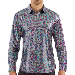 imageWULFUL Men Dress Shirt Sequins Long Sleeve Button Down Shirt Luxury Disco Party Nightclub Christmas Prom CostumeMulticolor022