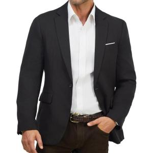 imageWULFUL Mens Casual Sport Coat Blazer Lightweight One Button Suit Jackets BlackNew 3XLarge