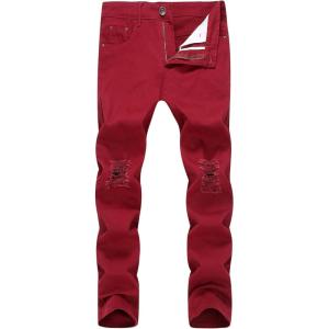 imageWULFUL Mens Ripped Jeans Slim Fit Skinny Stretch Comfy Denim Jeans Pants